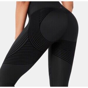 Fanka Black Geometric High Rise Leggings Reversible Workout Yoga Sculpt S-M